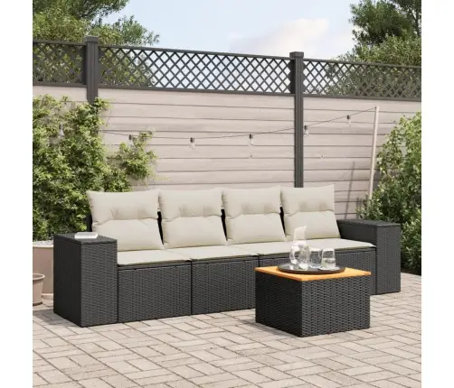 Sodo Komplektas Su Pagalvėlėmis, 5 Dalių, Juodas, Poliratanas