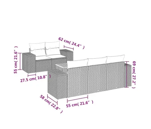 6-Osaline Aiadiivani Komplekt Patjadega, Must, Polürotang