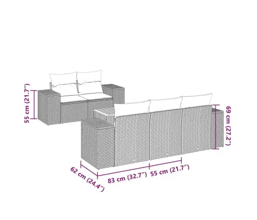 6-Osaline Aiadiivani Komplekt Patjadega, Must, Polürotang 6-Osaline Aiadiivani Komplekt Patjadega, Must, Polürotang