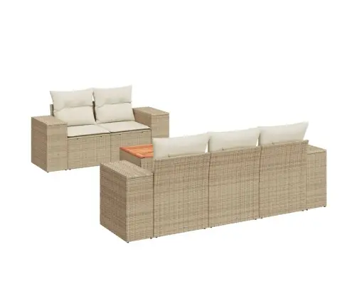 6-Daļīgs Dārza Dīvāna Komplekts, Matrači, Bēša Pe Rotangpalma Vidaxl