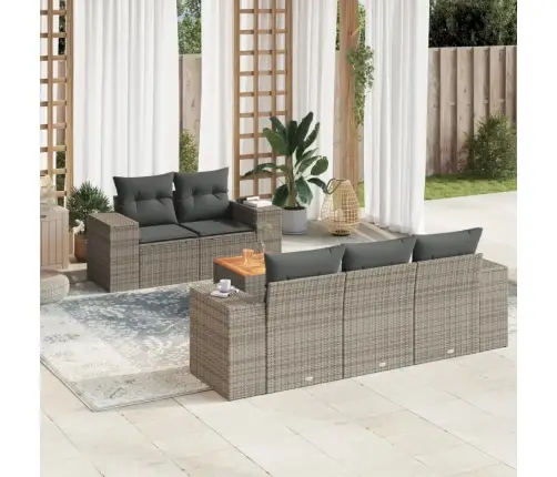 6-Daļīgs Dārza Dīvāna Komplekts Ar Matračiem, Pelēks Pe Pinums Vidaxl