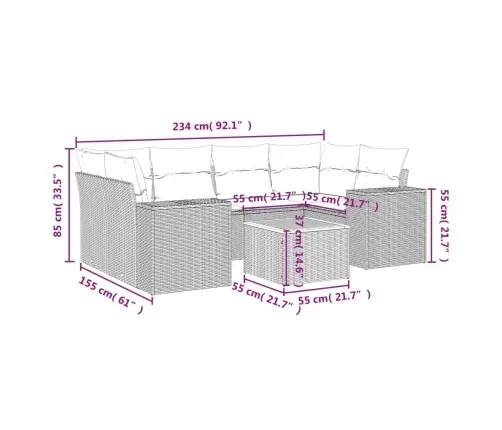 7-Daļīgs Dārza Dīvāna Komplekts Ar Matračiem, Melna Pe Vidaxl