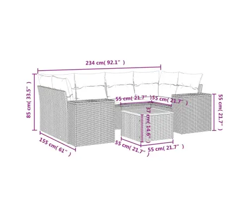 7-Osaline Aiadiivani Komplekt Patjadega, Beež, Polürotang 7-Osaline Aiadiivani Komplekt Patjadega, Beež, Polürotang