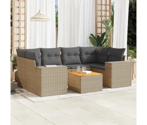 7-Osaline Aiadiivani Komplekt Patjadega, Beež, Polürotang 7-Osaline Aiadiivani Komplekt Patjadega, Beež, Polürotang