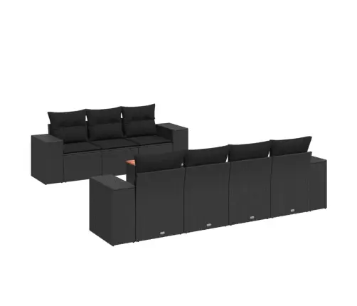 8-Daļīgs Dārza Dīvāna Komplekts, Matrači, Melna Pe Rotangpalma Vidaxl