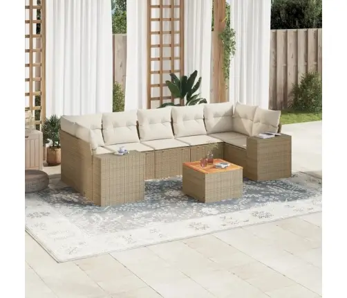 8-Daļīgs Dārza Dīvāna Komplekts, Matrači, Bēša Pe Rotangpalma Vidaxl