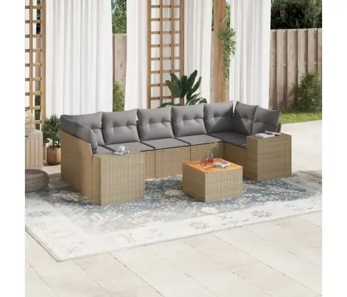 Sofos Komplektas Su Pagalvėlėmis, 8 Dalių, Smėlio, Poliratanas