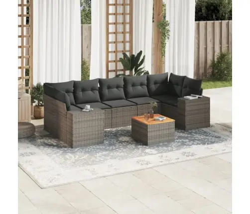 8-Daļīgs Dārza Dīvāna Komplekts Ar Matračiem, Pelēks Pe Pinums Vidaxl