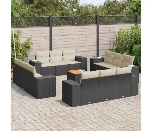 13-Daļīgs Dārza Dīvāna Komplekts Ar Matračiem, Pe Rotangpalma Vidaxl