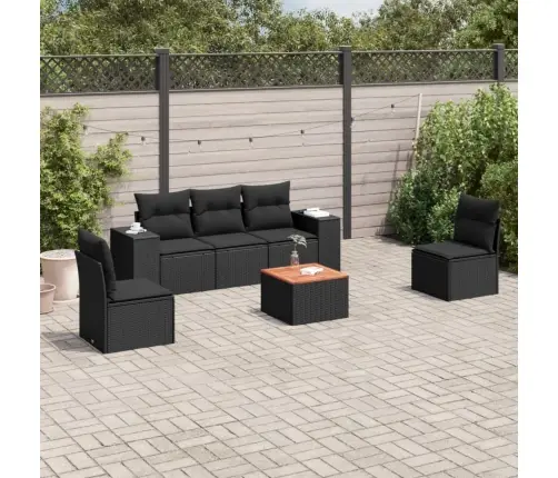 6-Daļīgs Dārza Dīvāna Komplekts, Matrači, Melna Pe Rotanpalma Vidaxl