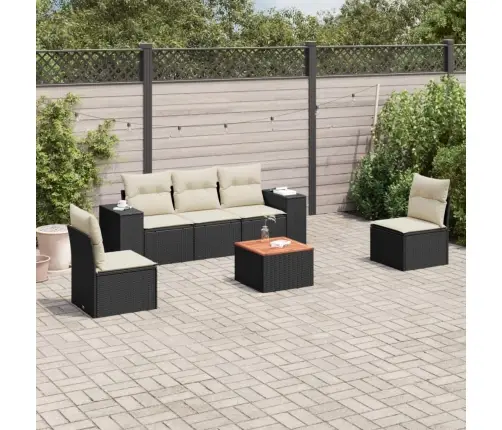 6-Daļīgs Dārza Dīvāna Komplekts, Matrači, Melna Pe Rotanpalma Vidaxl