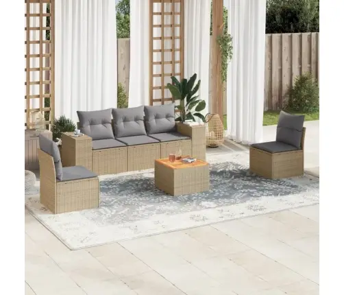 6-Osaline Aiadiivani Komplekt Patjadega, Beež, Polürotang