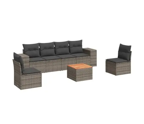 7-Daļīgs Dārza Dīvāna Komplekts, Matrači, Pelēka Pe Rotangpalma Vidaxl