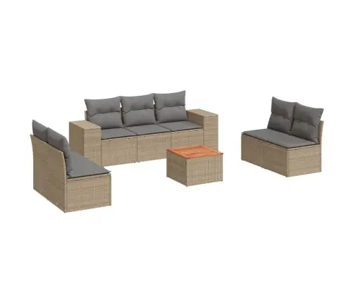 8-Daļīgs Dārza Dīvāna Komplekts, Matrači, Bēša Pe Rotangpalma Vidaxl