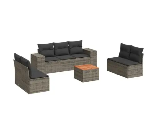 8-Daļīgs Dārza Dīvāna Komplekts Ar Matračiem, Pelēks Pe Pinums Vidaxl