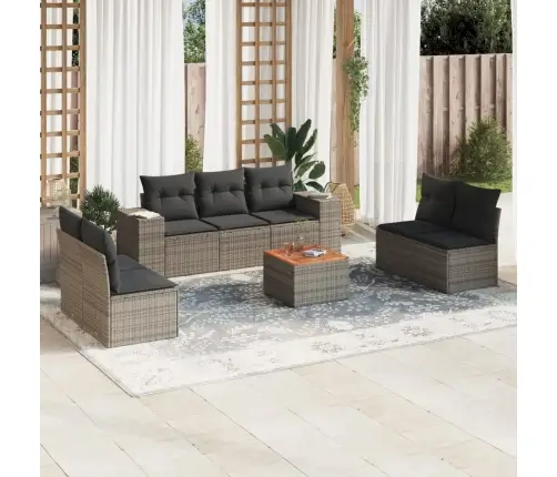 8-Daļīgs Dārza Dīvāna Komplekts Ar Matračiem, Pelēks Pe Pinums Vidaxl