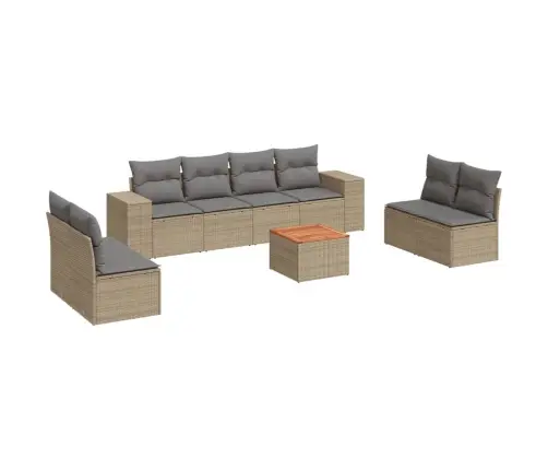 9-Daļīgs Dārza Dīvānu Komplekts, Matrači, Bēša Pe Rotangpalma Vidaxl