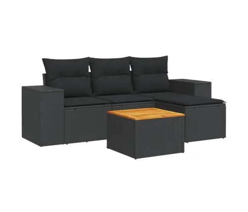 Sodo Komplektas Su Pagalvėlėmis, 5 Dalių, Juodas, Poliratanas