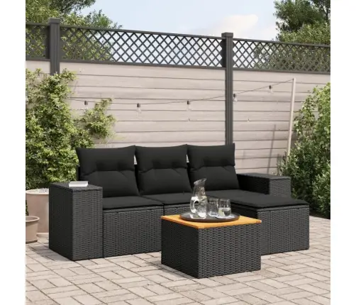 Sodo Komplektas Su Pagalvėlėmis, 5 Dalių, Juodas, Poliratanas