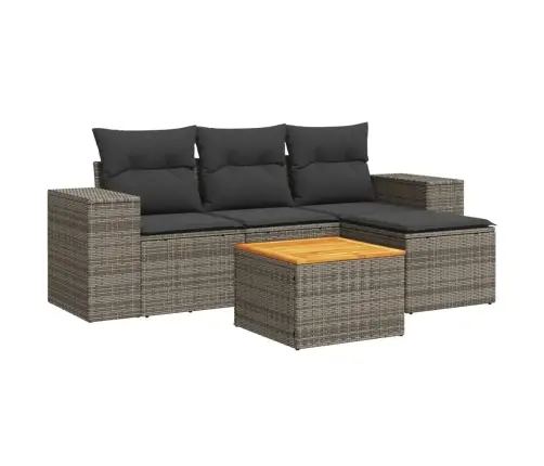 5-Daļīgs Dārza Dīvāna Komplekts Ar Matračiem, Pelēks Pe Pinums Vidaxl