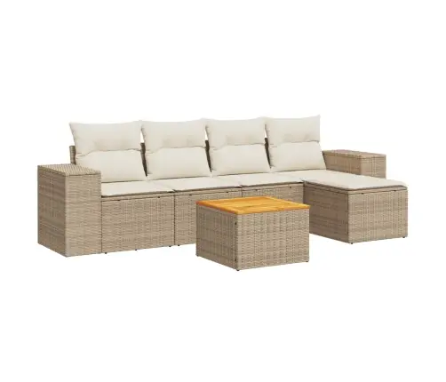 Sofos Komplektas Su Pagalvėlėmis, 6 Dalių, Smėlio, Poliratanas