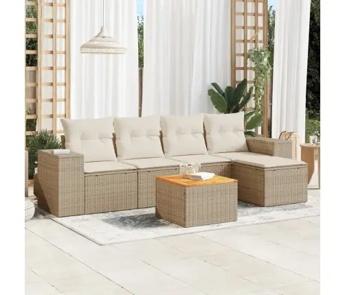 Sofos Komplektas Su Pagalvėlėmis, 6 Dalių, Smėlio, Poliratanas