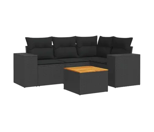 5-Osaline Aiadiivanikomplekt Patjadega, Must, Polürotang