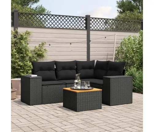 5-Osaline Aiadiivanikomplekt Patjadega, Must, Polürotang