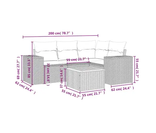 Sofos Komplektas Su Pagalvėlėmis, 5 Dalių, Smėlio, Poliratanas