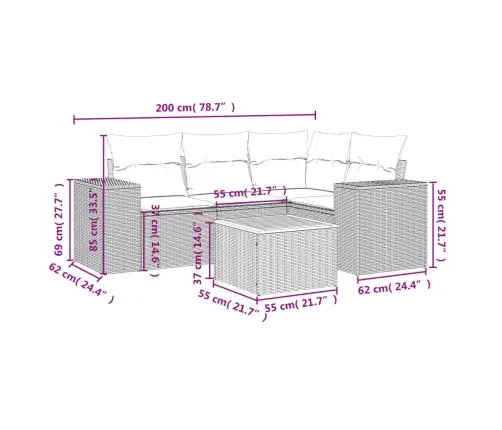 5-Daļīgs Dārza Dīvāna Komplekts, Matrači, Bēša Pe Rotangpalma Vidaxl