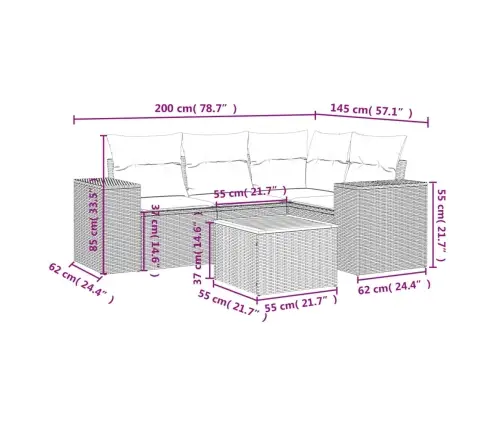 Sofos Komplektas Su Pagalvėlėmis, 5 Dalių, Pilkas, Poliratanas