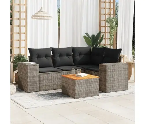 Sofos Komplektas Su Pagalvėlėmis, 5 Dalių, Pilkas, Poliratanas