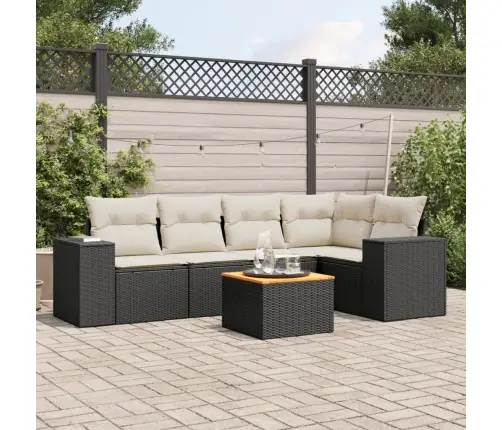 6-Daļīgs Dārza Dīvāna Komplekts, Matrači, Melna Pe Rotanpalma Vidaxl