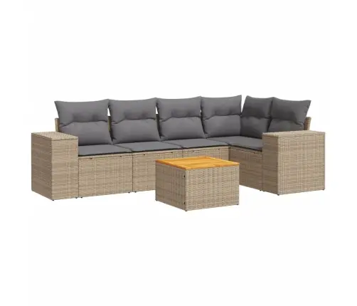 6-Daļīgs Dārza Dīvāna Komplekts, Matrači, Bēša Pe Rotangpalma Vidaxl