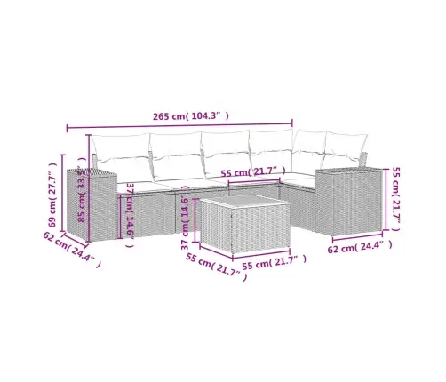 6-Daļīgs Dārza Dīvāna Komplekts, Matrači, Bēša Pe Rotangpalma Vidaxl