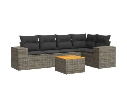 6-Daļīgs Dārza Dīvāna Komplekts Ar Matračiem, Pelēks Pe Pinums Vidaxl