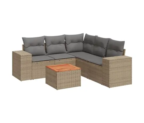 6-Daļīgs Dārza Dīvāna Komplekts, Matrači, Bēša Pe Rotangpalma Vidaxl