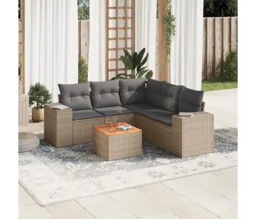 6-Daļīgs Dārza Dīvāna Komplekts, Matrači, Bēša Pe Rotangpalma Vidaxl