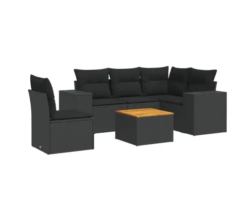 6-Daļīgs Dārza Dīvāna Komplekts, Matrači, Melna Pe Rotanpalma Vidaxl