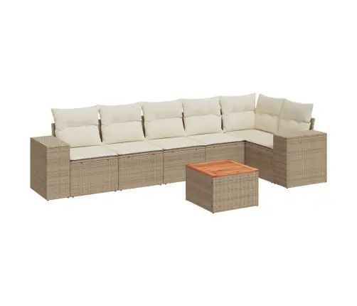 7-Daļīgs Dārza Dīvāna Komplekts, Matrači, Bēša Pe Rotangpalma Vidaxl