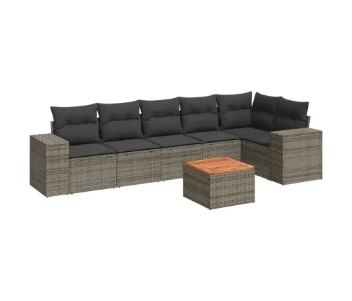 7-Daļīgs Dārza Dīvāna Komplekts, Matrači, Pelēka Pe Rotangpalma Vidaxl