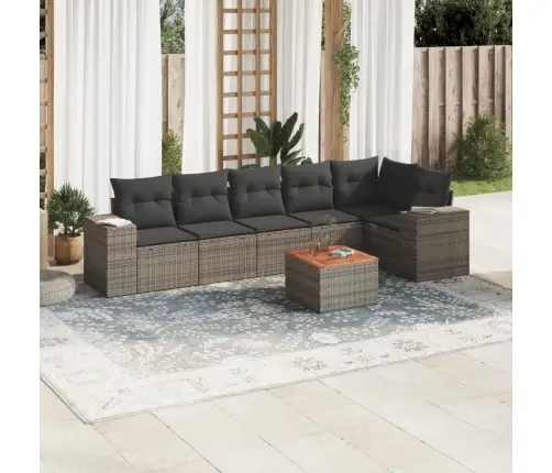 7-Daļīgs Dārza Dīvāna Komplekts, Matrači, Pelēka Pe Rotangpalma Vidaxl