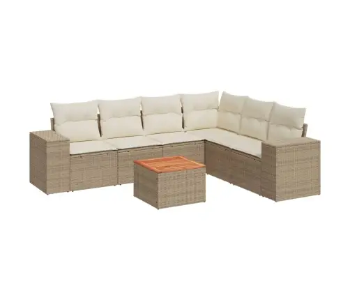 7-Daļīgs Dārza Dīvāna Komplekts, Matrači, Bēša Pe Rotangpalma Vidaxl