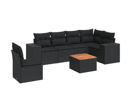 7-Daļīgs Dārza Dīvāna Komplekts Ar Matračiem, Melna Pe Vidaxl