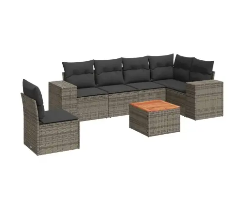 7-Daļīgs Dārza Dīvāna Komplekts, Matrači, Pelēka Pe Rotangpalma Vidaxl