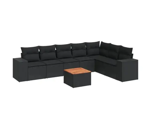 8-Daļīgs Dārza Dīvāna Komplekts, Matrači, Melna Pe Rotangpalma Vidaxl