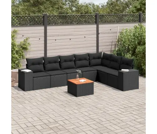8-Daļīgs Dārza Dīvāna Komplekts, Matrači, Melna Pe Rotangpalma Vidaxl