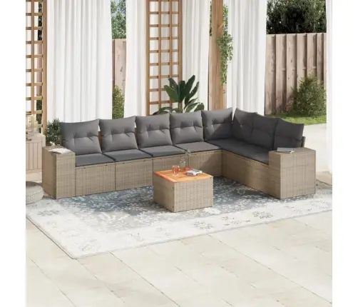 Sofos Komplektas Su Pagalvėlėmis, 8 Dalių, Smėlio, Poliratanas