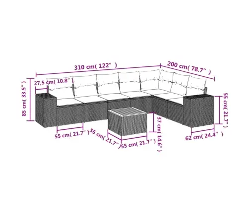 Sodo Komplektas Su Pagalvėlėmis, 8 Dalių, Pilkas, Poliratanas
