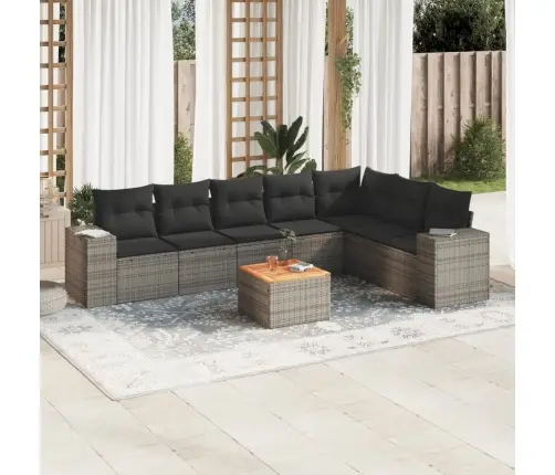 Sodo Komplektas Su Pagalvėlėmis, 8 Dalių, Pilkas, Poliratanas